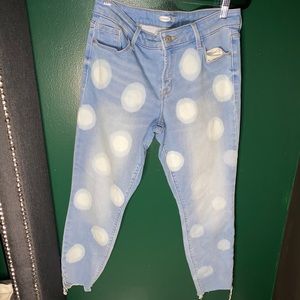 Custom Polka Dot Bleach-Dyed Skinny Jeans
